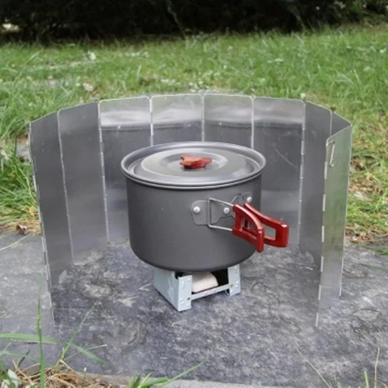 16Pc Outdoor camping windshield Ultra-light aluminum alloy foldable with latch, burner windshield oil drain plate