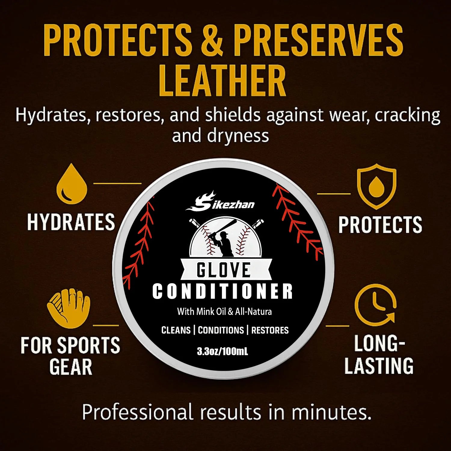 Professional Leather Conditioner for Baseball - Softball Gloves and All Leather Sports Equipment