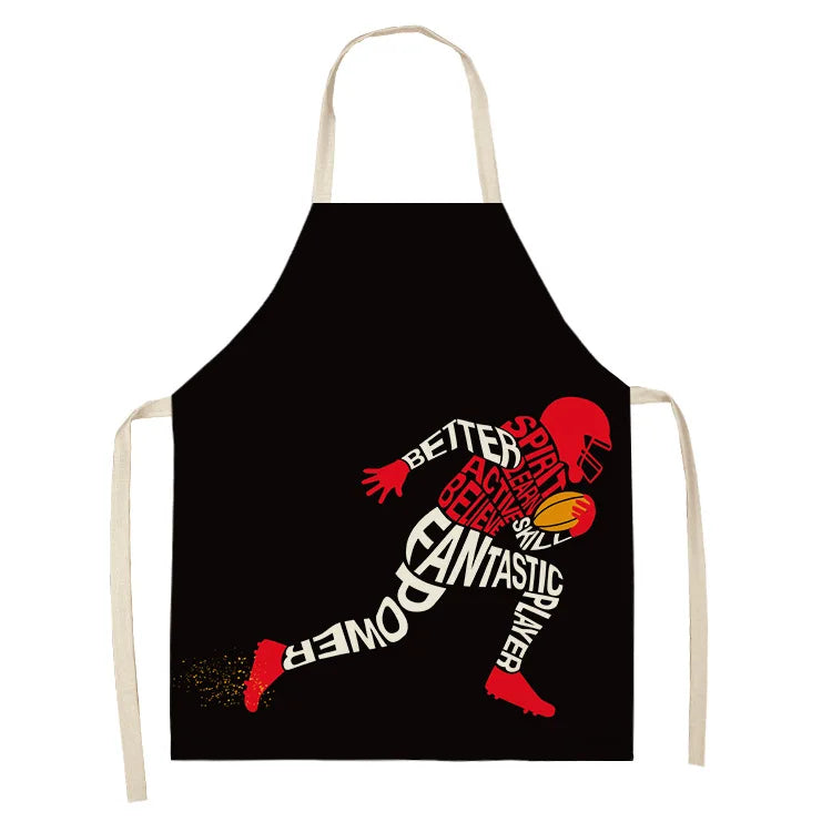 Baseball Football Printed Cotton Linen Sleeveless Aprons Kitchen Women Pinafore Home Cooking Baking Waist Bib
