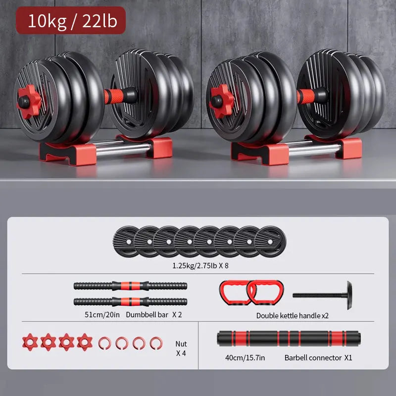 4-in-1 Adjustable Weight Dumbbell Set 22lb– Multi-Function Home Gym Equipment for Men & Women