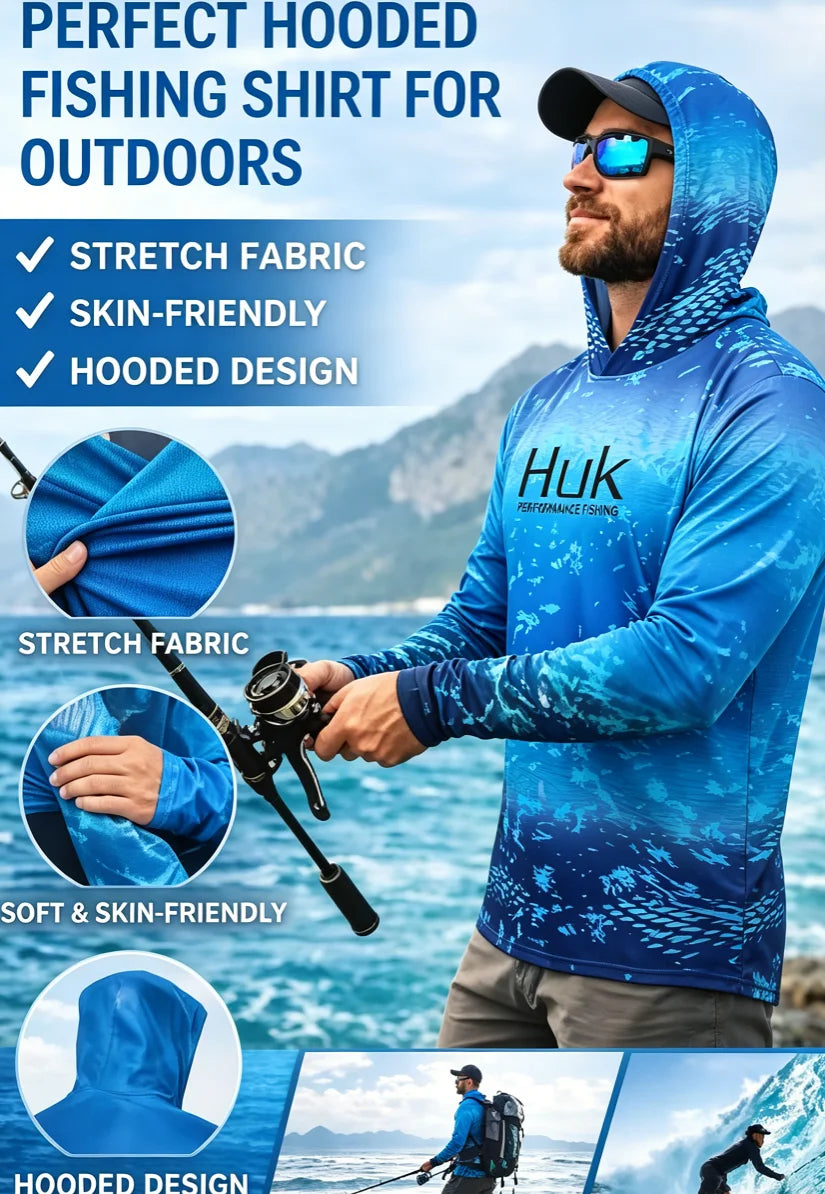 Fishing Hoodie Lightweight Breathable Fish Jersey Long Sleeve Performance Sweatshirt Men Quick Dry Dresses Maillot Casmia Pesca