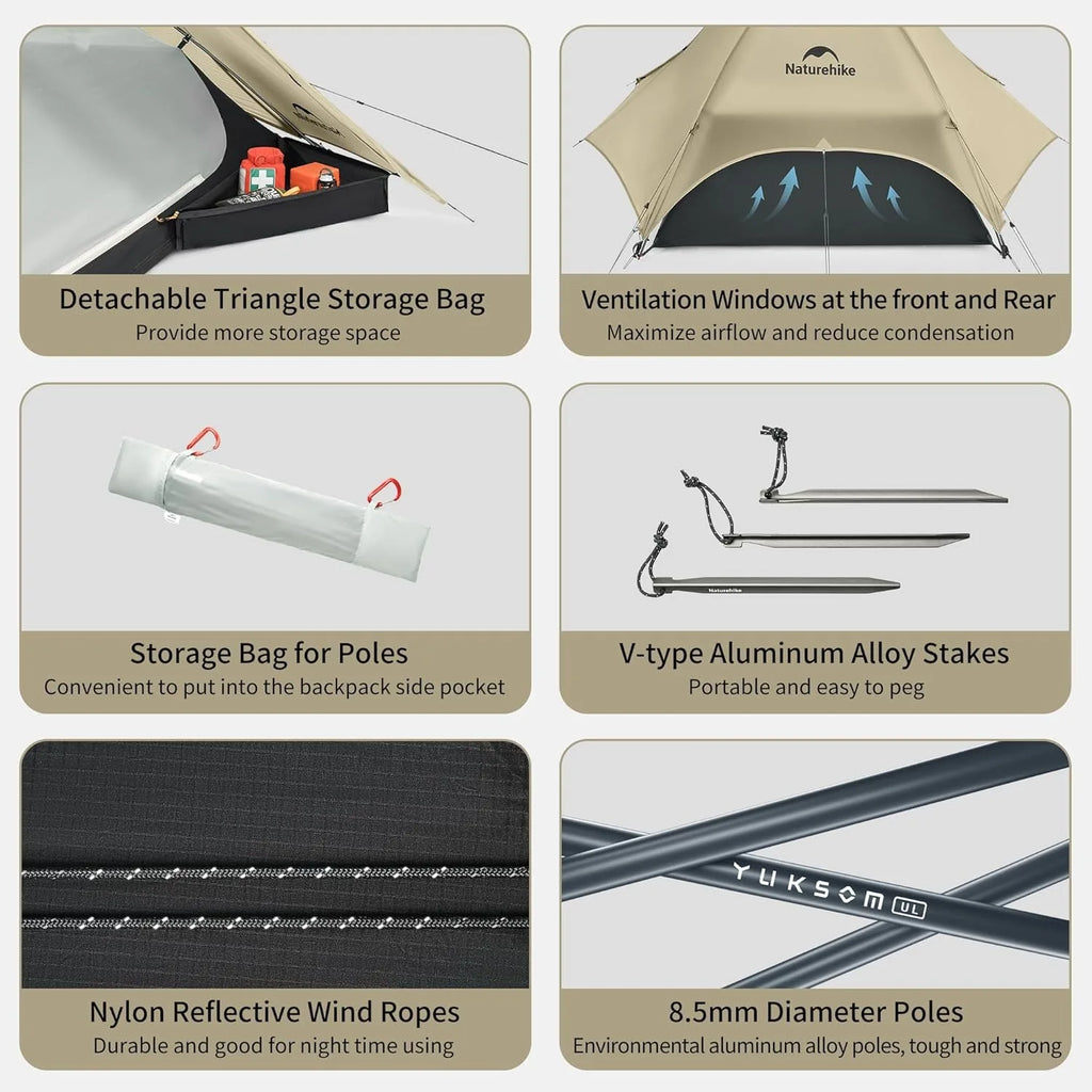 Naturehike Camping Tent Ultralight Portable 2 Person 15D Silicone 3 Seasons Tent Waterproof Outdoor Hiking Tents