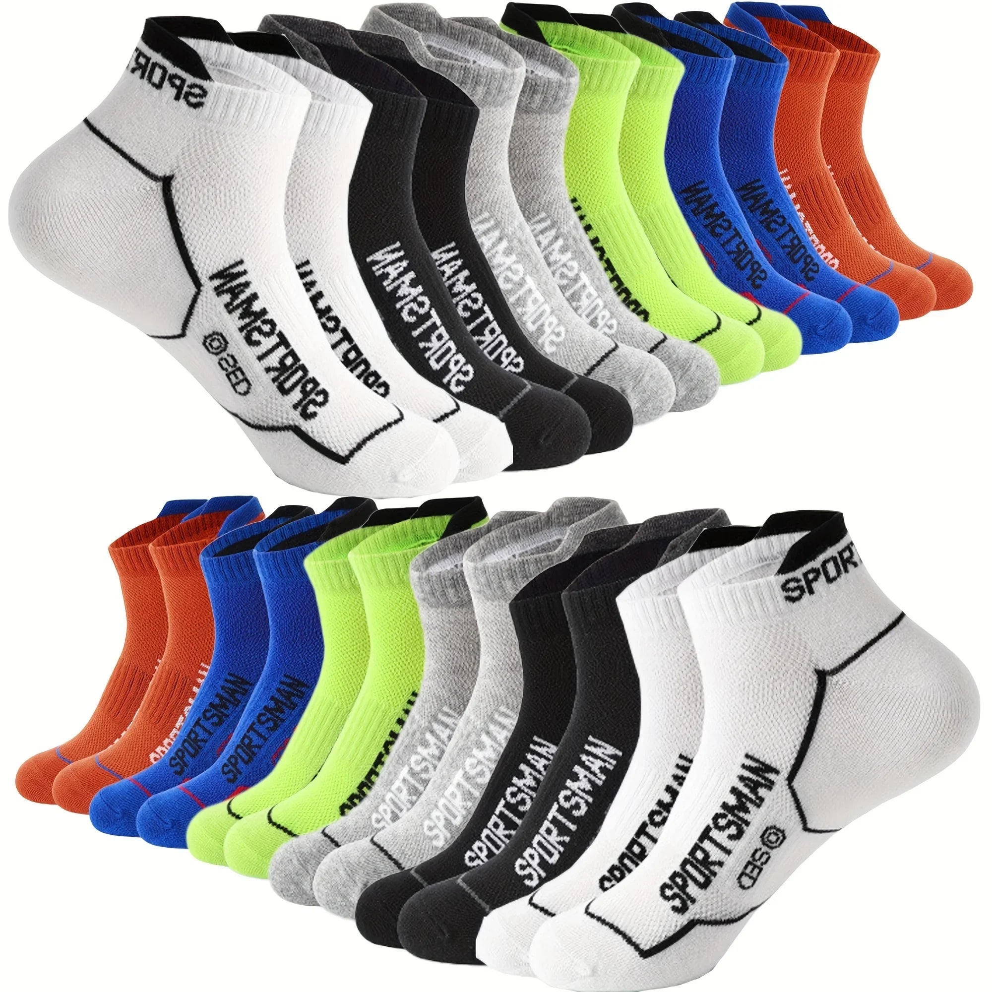 6 Pairs Mid Crew Sports Socks, Sweat-Absorbent Comfortable Breathable
