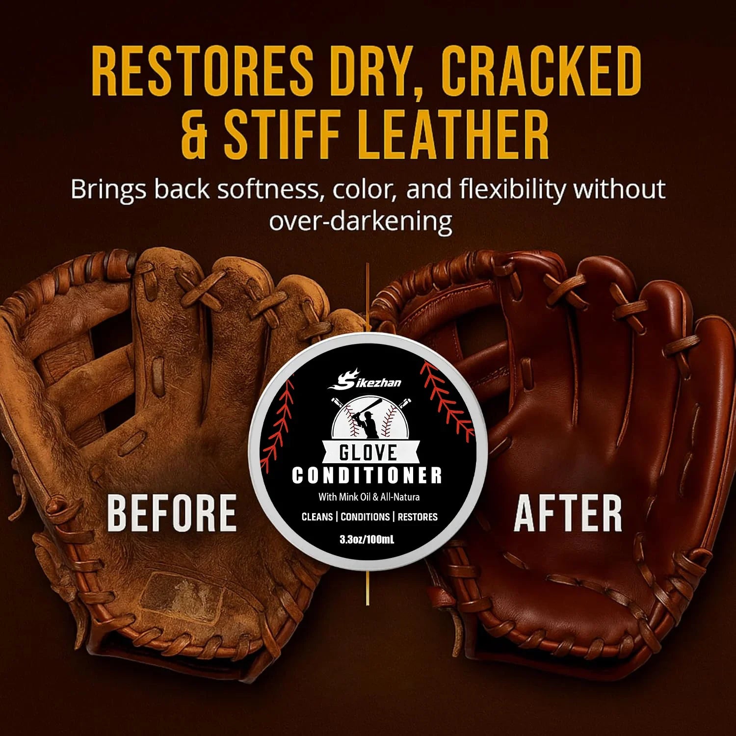 Professional Leather Conditioner for Baseball - Softball Gloves and All Leather Sports Equipment
