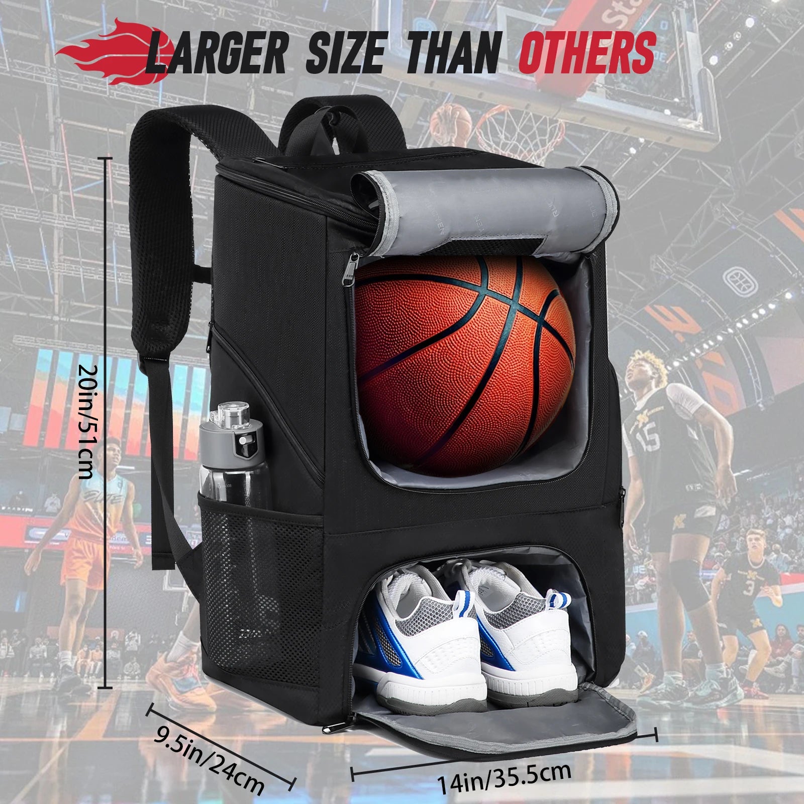 Sports Training Equipment Backpack with Separate Ball holder & Shoes Compartment Gym Backpack for Basketball Soccer