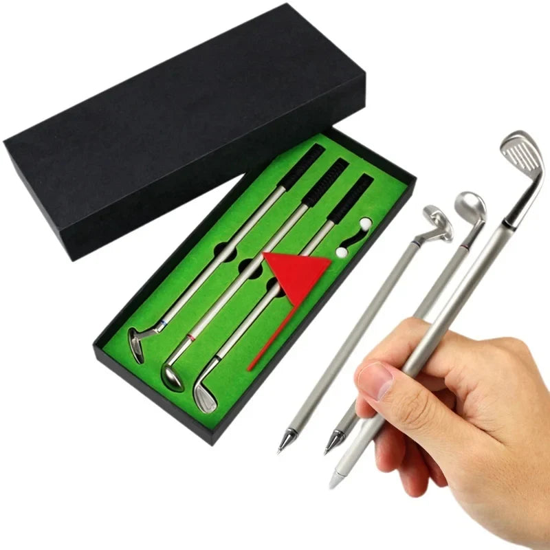 Golf Pen Set Mini Desktop Gift Includes Putting Green 3 Clubs Pen Balls and Flag Desk Games
