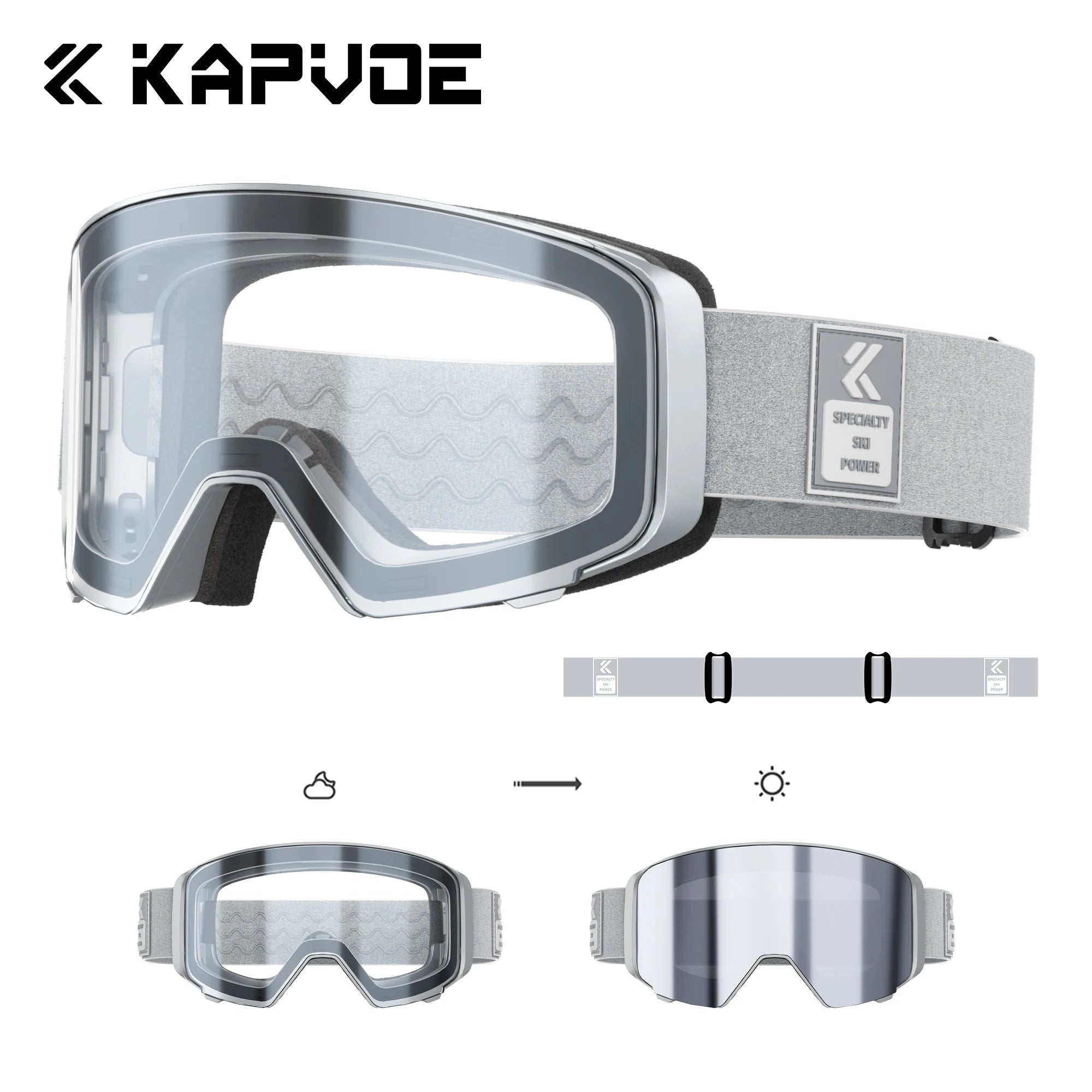 KAPVOE Ski Goggles Breathable Sports Snow Glasses UV400 Anti-fog