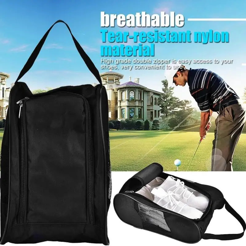 SU Portable Golf Shoe Bag Oxford Cloth Shoe Carrier Bags Breathable Lightweight Golf Handbag Dustproof Football Tennis Shoe Bag