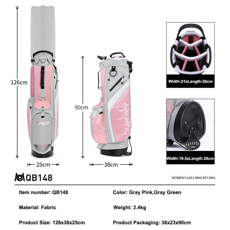 PGM QB148 Golf Bag Women's Stand Ball Bag Lightweight Club Bag Backpack 7-hole Sports Bag