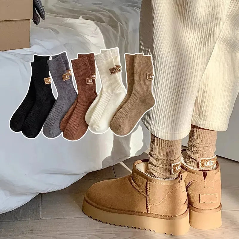 Casual Cotton Soft Knitted Mid Calf Socks