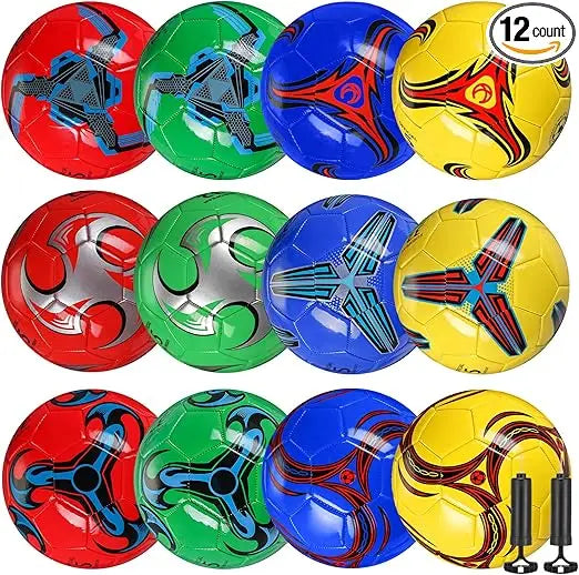 Soccer Balls Bulk Size 4 Soccer Balls with Pump 12 Pcs