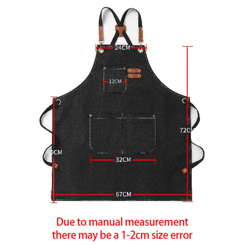 Canvas Waterproof Professional Kitchen Apron Woodworking Apron Art Apron, Fit Cafe Bar Shop Beauty Nails Studios Uniform WQ001