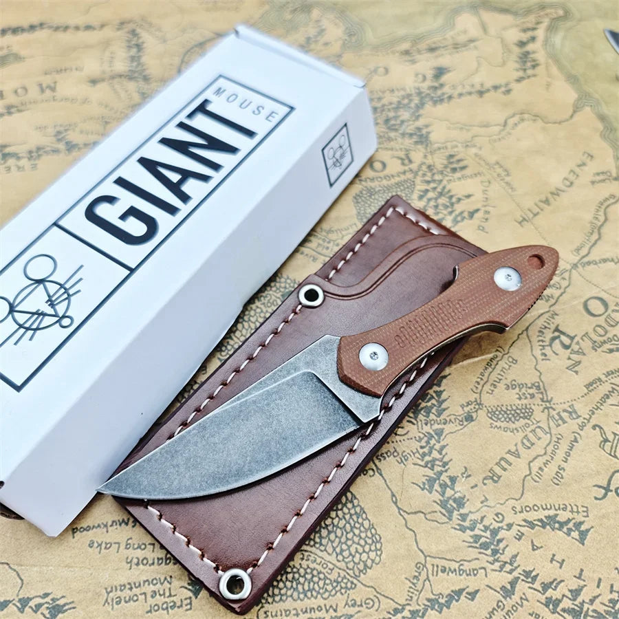Fixed Blade Knife with Leather Sheath