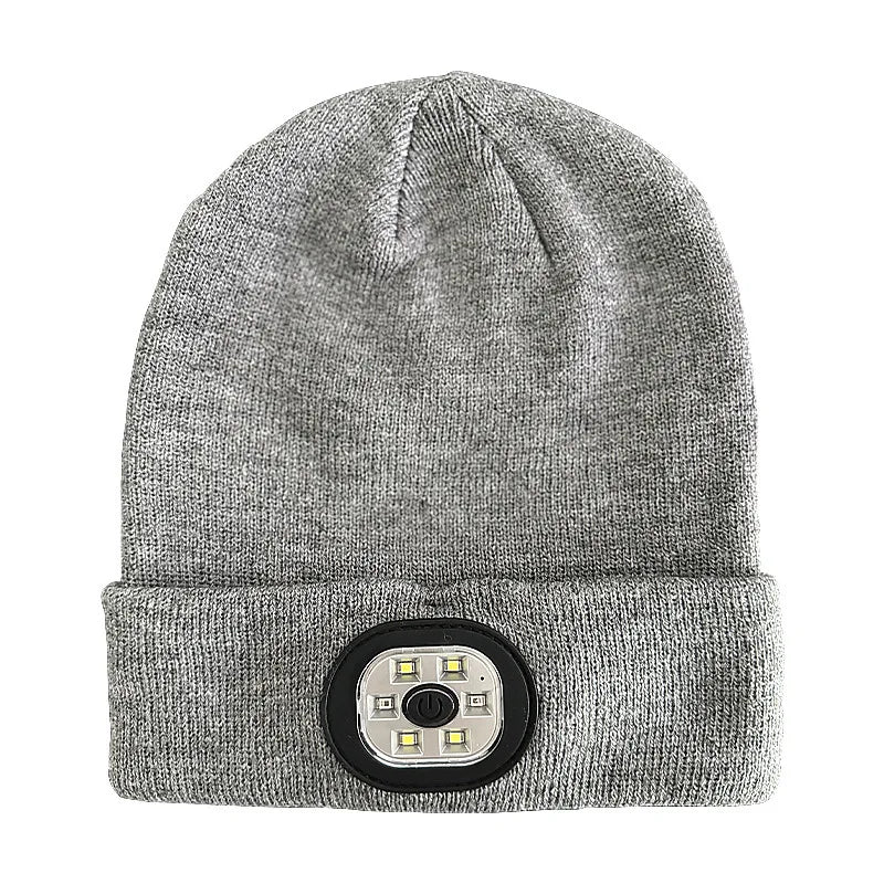Bluetooth Beanie with Light, Unisex 6 LED USB Rechargeable with Cordless Headphones