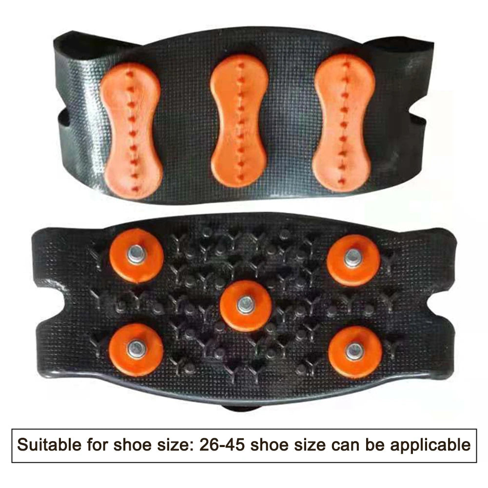 1-10Pair 5-Stud Anti Slip Crampons Snow Claw Shoe Covers Chain Spikes for Winter Walking Hiking Climbing Mountaineering Sports