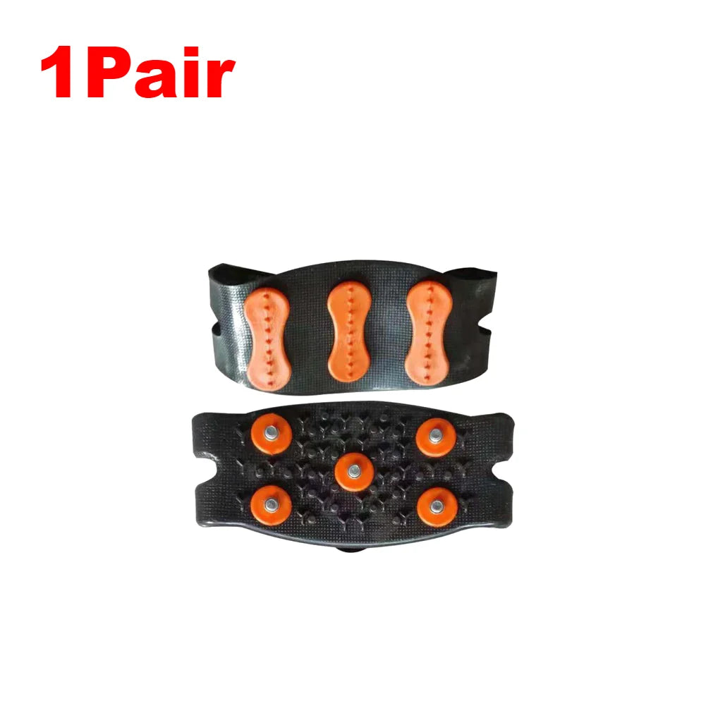 1-10Pair 5-Stud Anti Slip Crampons Snow Claw Shoe Covers Chain Spikes for Winter Walking Hiking Climbing Mountaineering Sports
