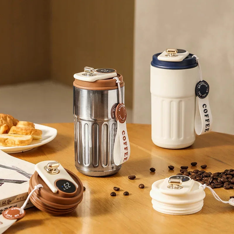 Thermos Bottle Display Temperature Stainless Steel Vacuum Cup Office Coffee Cup Business Portable Thermal Mug 450ml