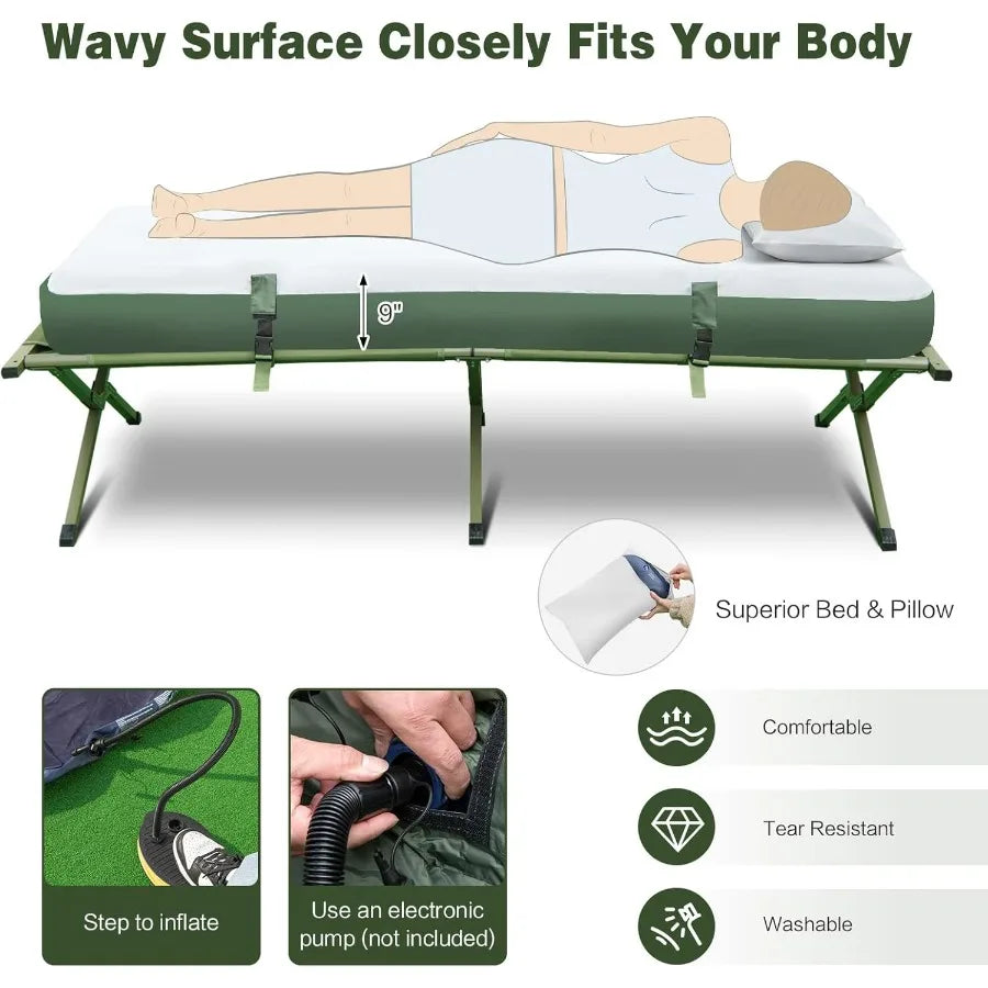 5 in1 Tent and Cot with Air Mattress - Sleeping Bag Off The Ground