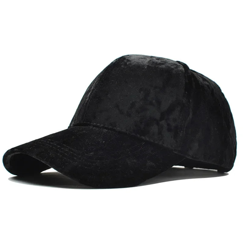Velvet Baseball Cap Curved Brim Men - Women