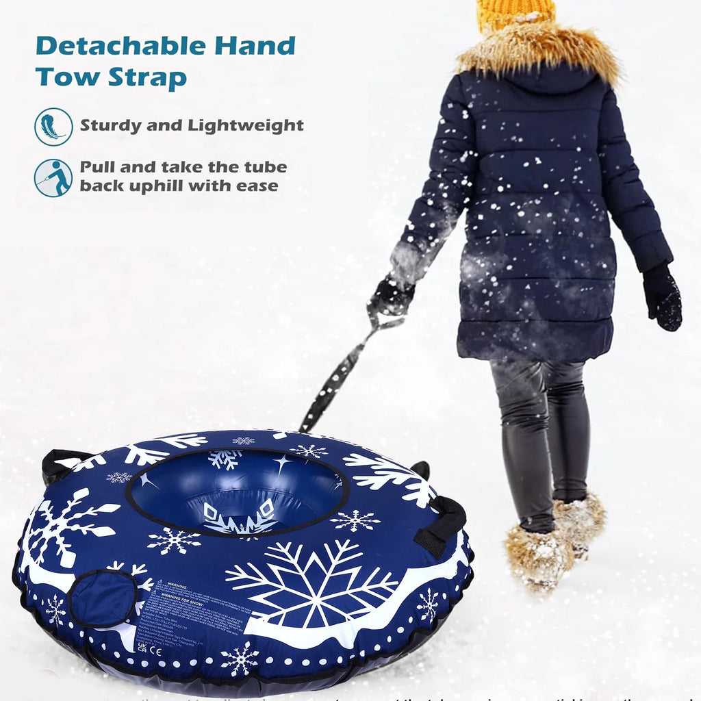 Inflatable Snow Tube Sled Heavy Duty for Sledding with Handles Tow Rope for Boys Girls Adults