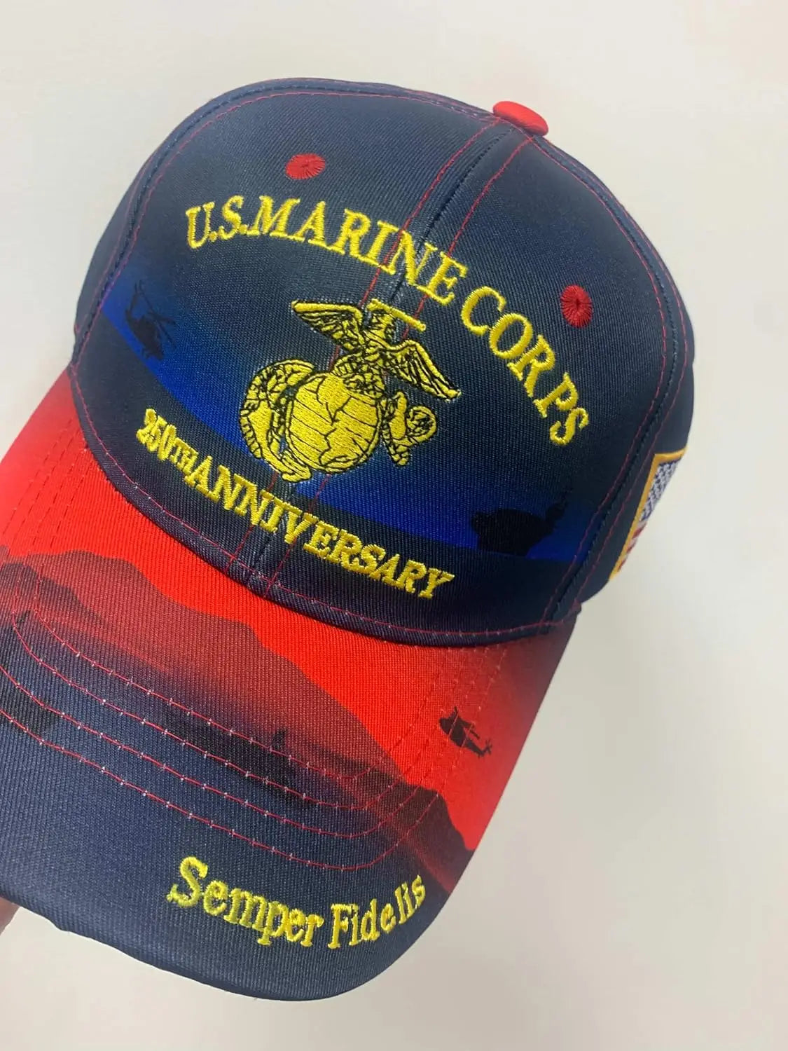 250 Anniversary Marine Corps Hat Embroidered Baseball Hats USA 250th Patriotic Cap for Men Women Veteran Gifts