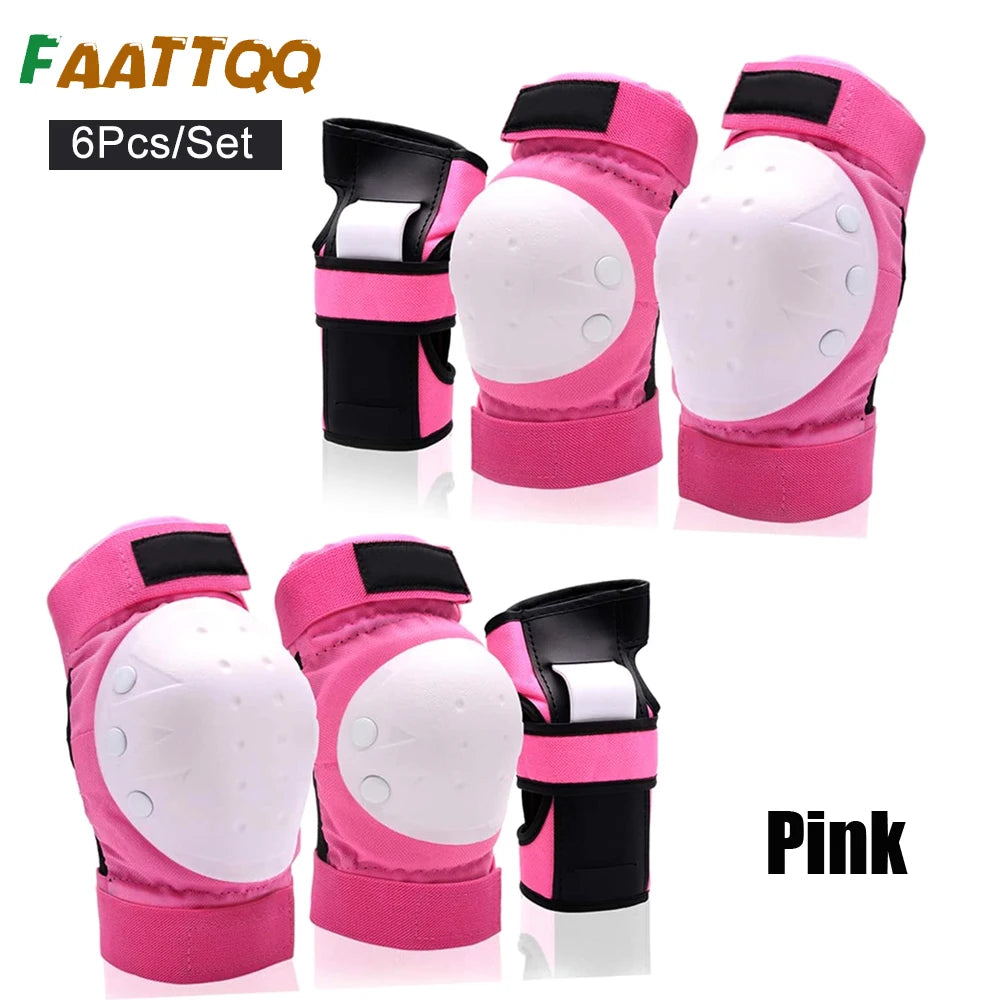Kids/Adults Knee Elbow Pads Wrist Guards, Protective Gear Set