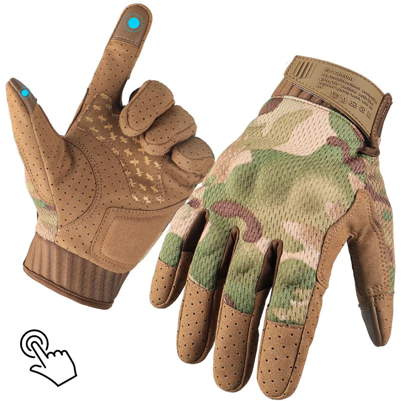 Camouflage, full finger gloves, anti slip and wear-resistant