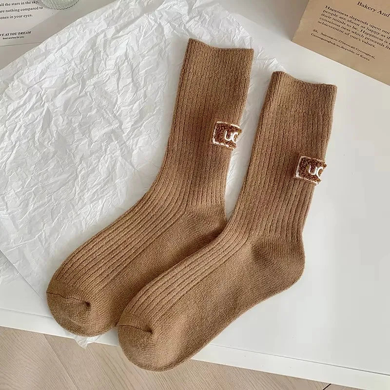 Casual Cotton Soft Knitted Mid Calf Socks