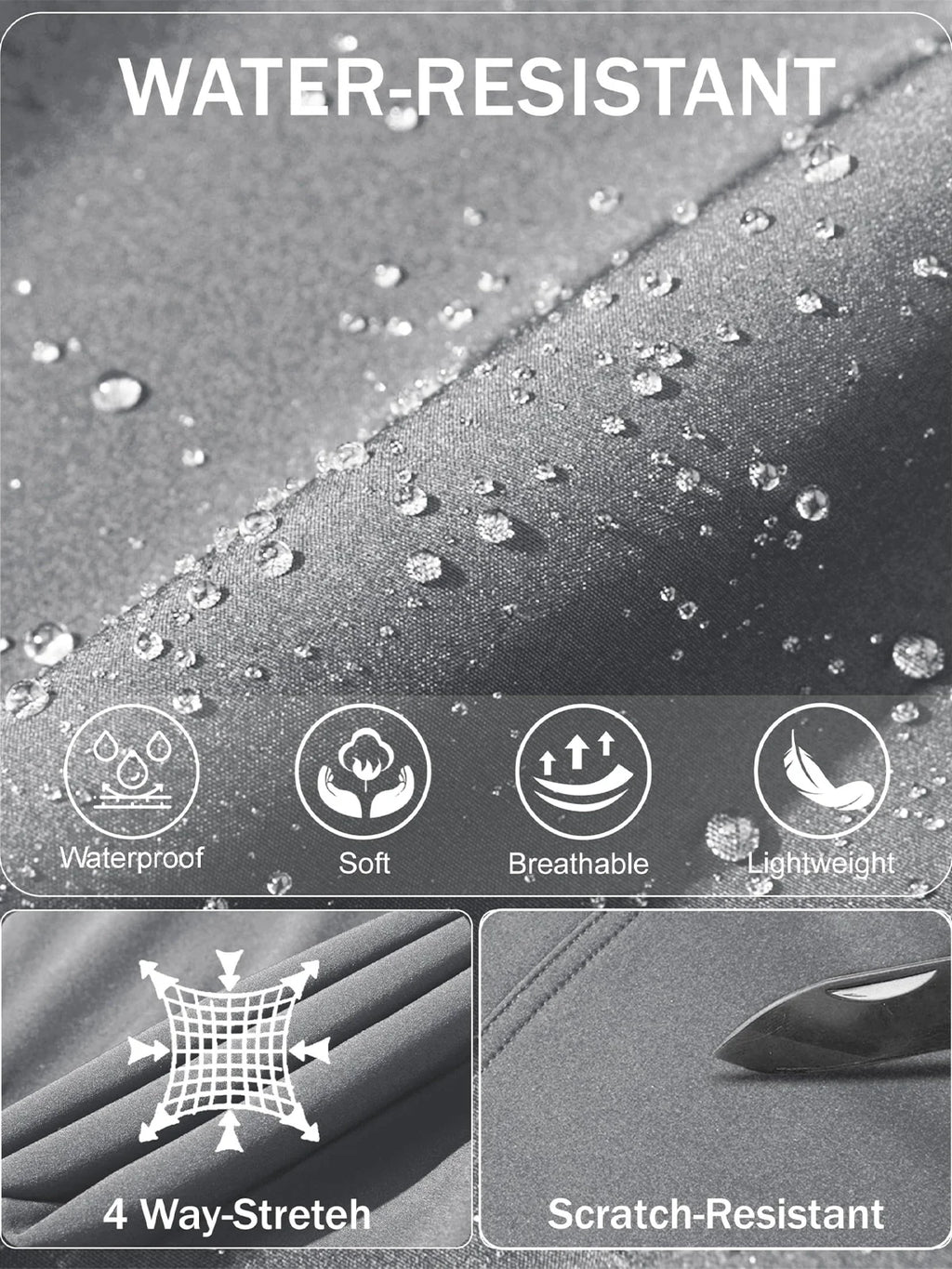 Men's Fleece Hiking Pants Waterproof Outdoor Ski Trousers with Zip Pockets