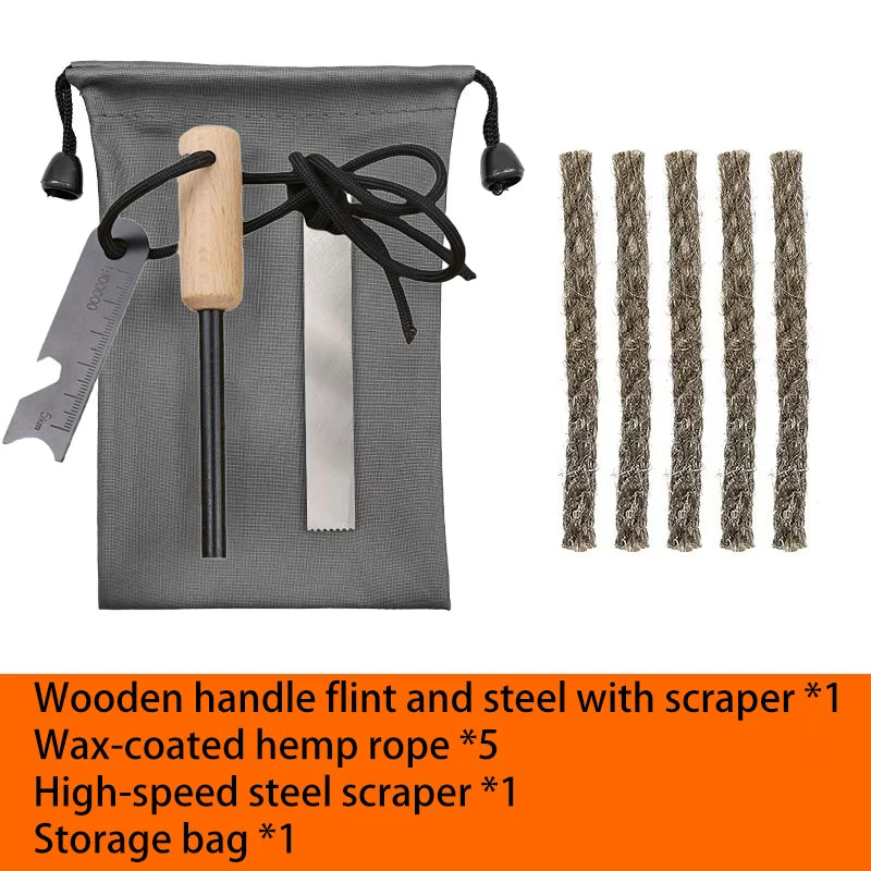 Outdoor Camping Flint Magnesium Rod Set Waterproof with White Steel Scraper Gnition Flint Rod EDC Survival Fire Starting Tool