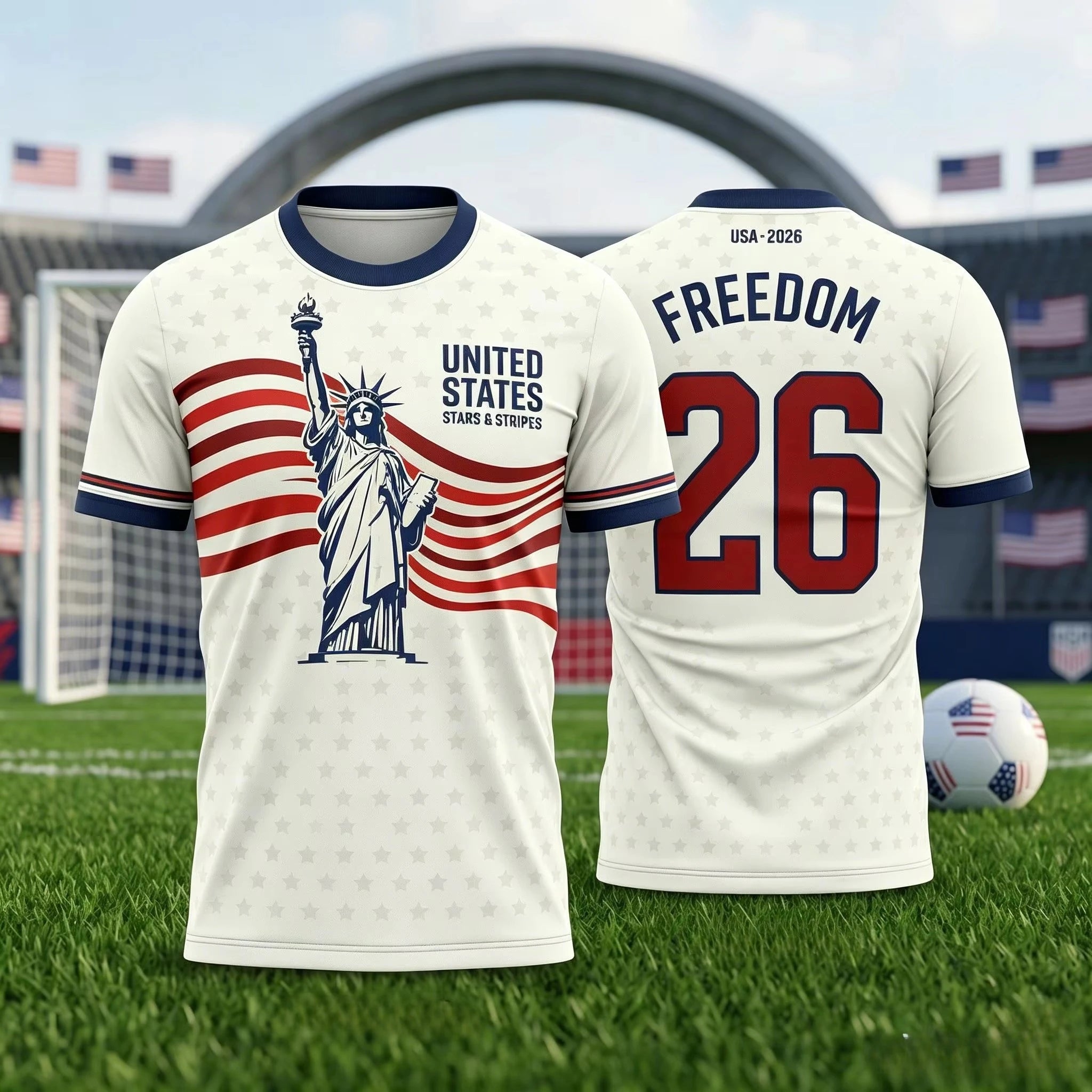2026 USA Fan Soccer Jersey Unisex Adults & Kids Stars Stripes Patriotic Football Shirt Casual Athletic Top Fan Training Wear