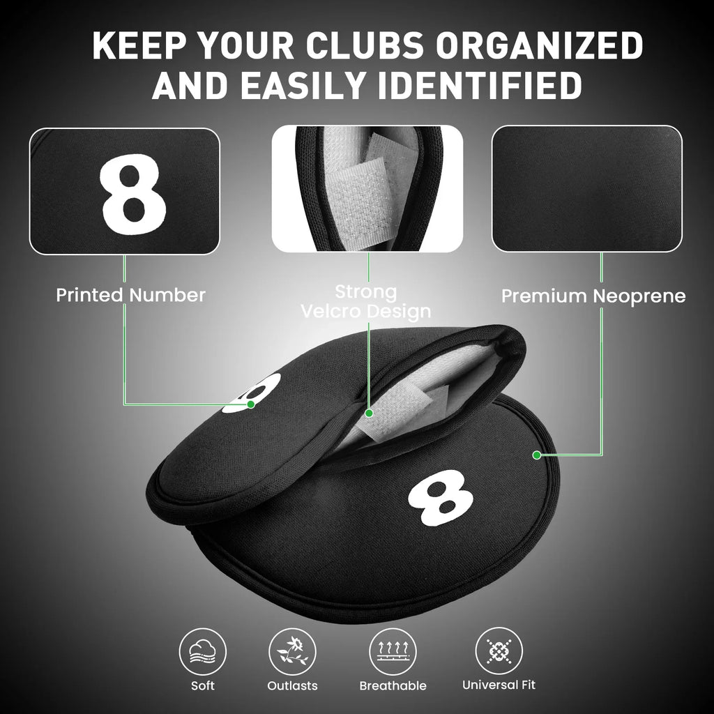 Neoprene Golf Club Covers Set - 10 Pack Universal Headcovers
