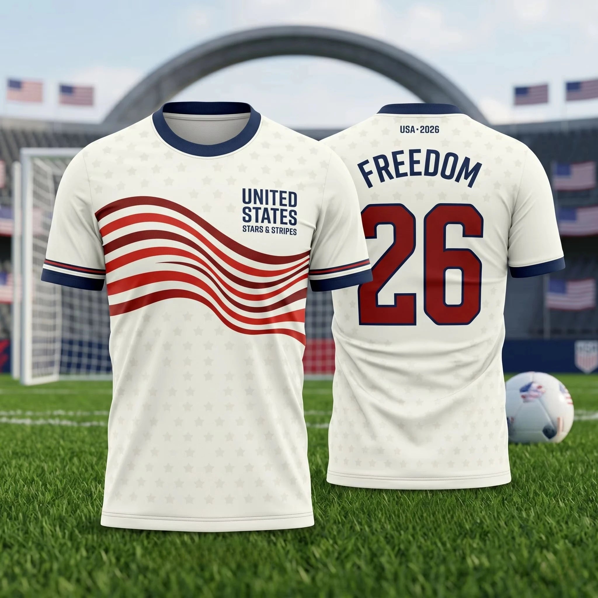 2026 USA Fan Soccer Jersey Unisex Adults & Kids Stars Stripes Patriotic Football Shirt Casual Athletic Top Fan Training Wear