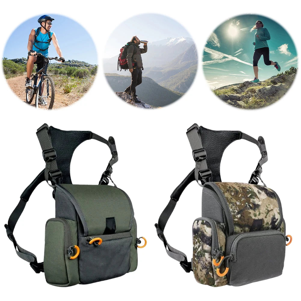 Binocular Harness Chest Pack with Rangefinder Pouch & Rain Cover Adjustable for Hunting