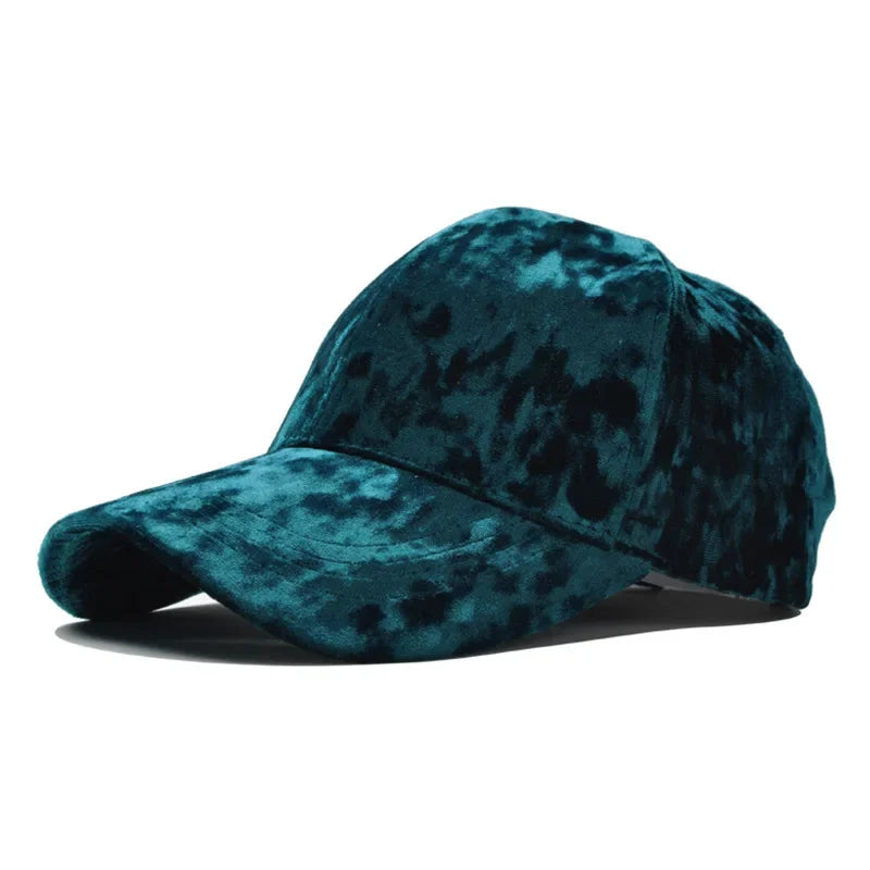 Velvet Baseball Cap Curved Brim Men - Women