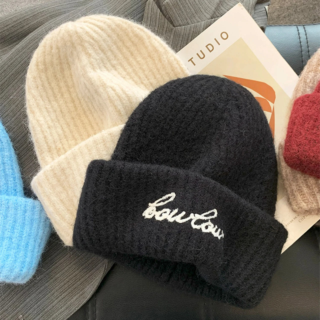 Women Embroidery Letter Knitted Hat