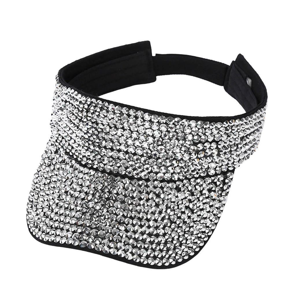 Glitter Visor Shiny Rhinestones Sport Cap Solid Empty Top Hats Golf Cap Adjustable Baseball Cap Outdoor Sun Hat For Women Men