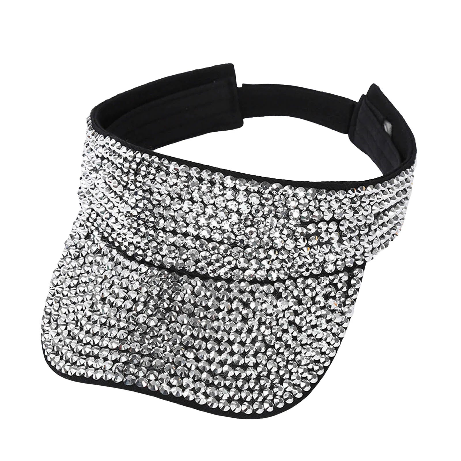 Glitter Visor Shiny Rhinestones Sport Cap Solid Empty Top Hats Golf Cap Adjustable Baseball Cap Outdoor Sun Hat For Women Men