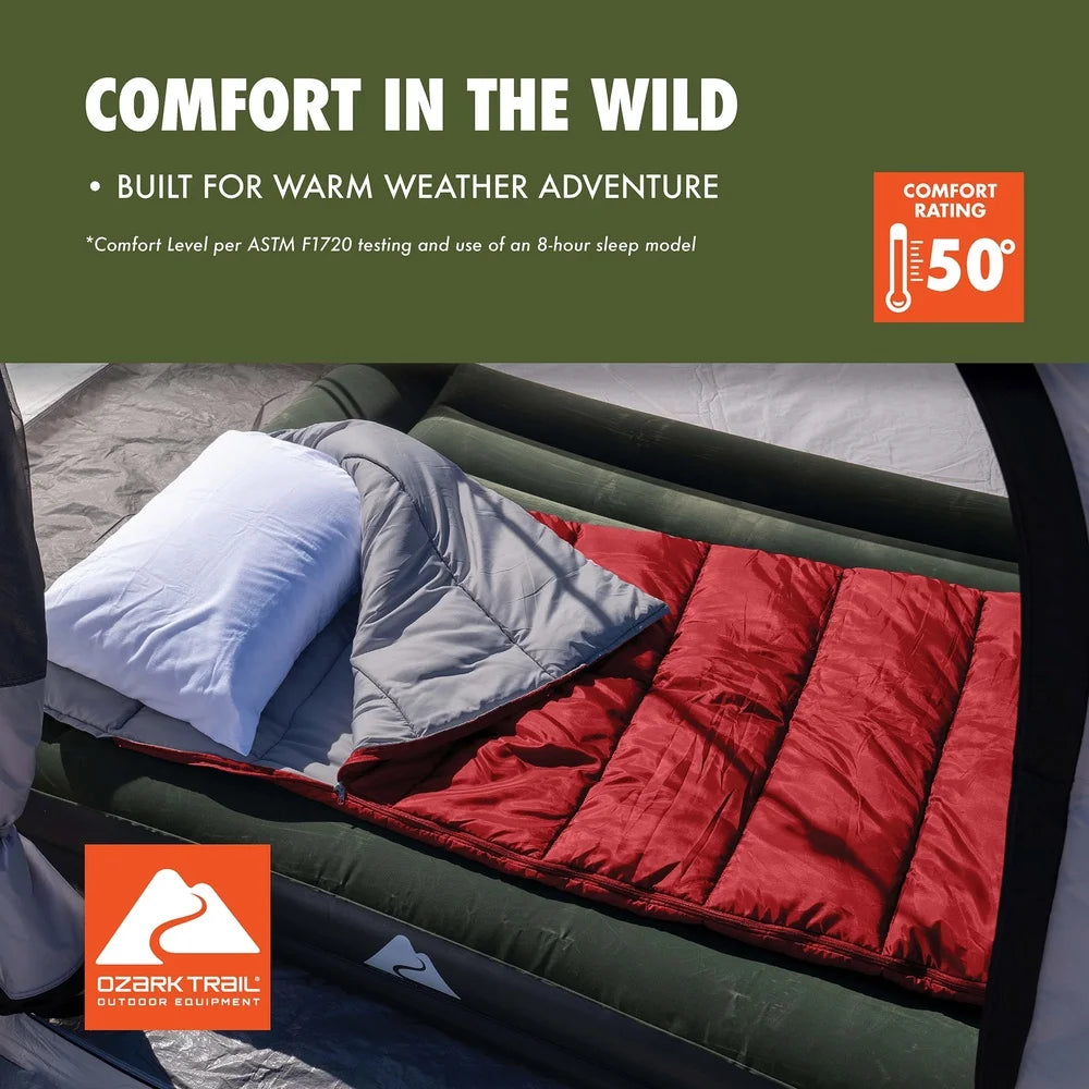 Warm Weather Sleeping Bag Compact Lightweight For Camping Travel Quilt Machine Washable Insulated Polyester Fabric Stuff Sack