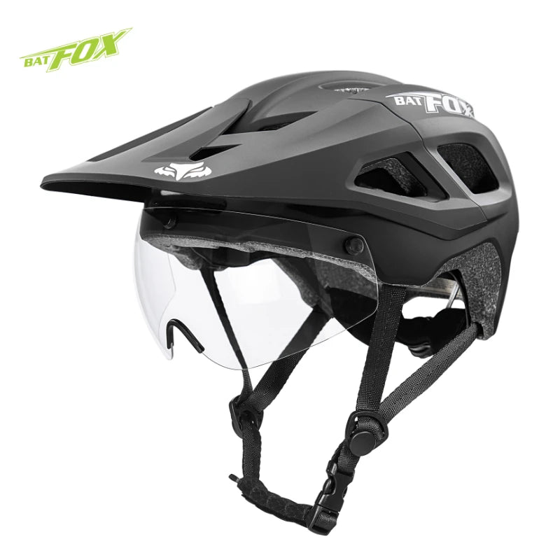 BATFOX Bike Helmet Magnetic goggles Lens & Sun Visor In-mold Road MTB Bicycle Helmets Men Women Cycling Helmet Sports Equipment
