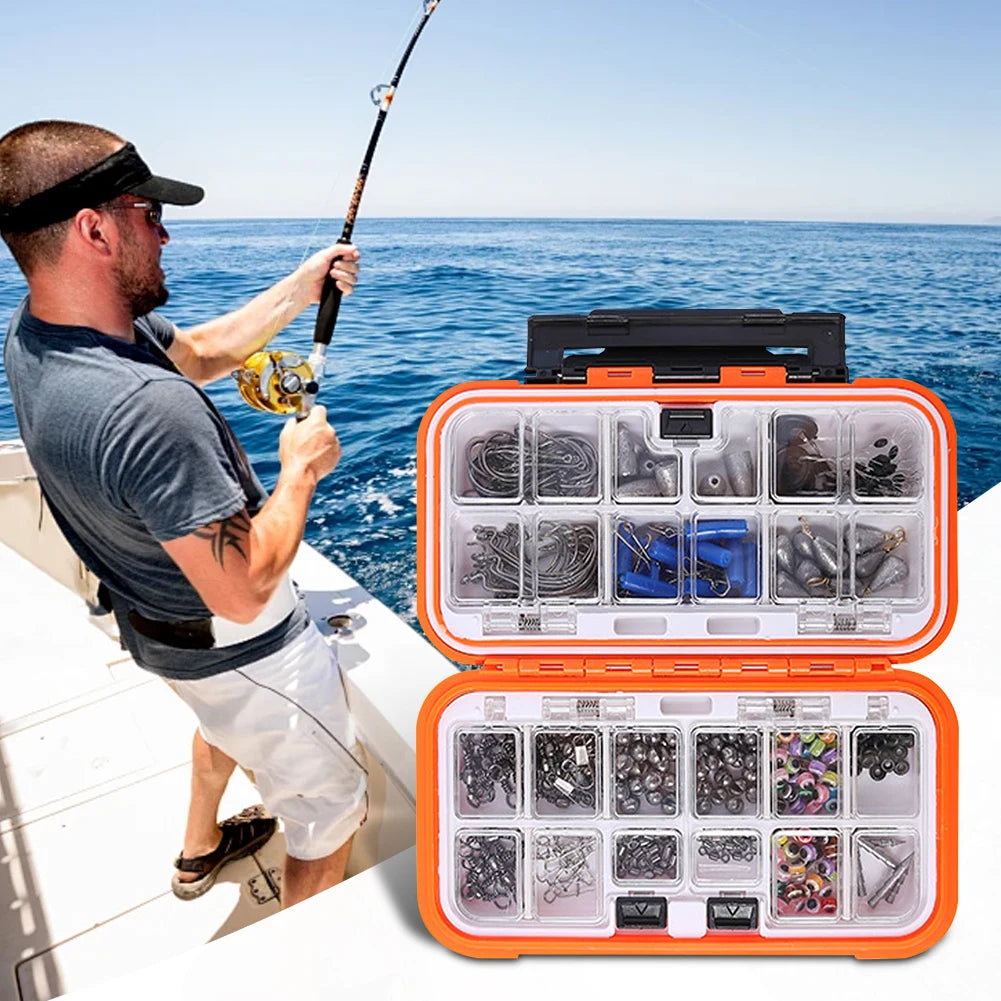 Fishing Tools Kit Set 238pcs with Hooks Sinkers Swivels