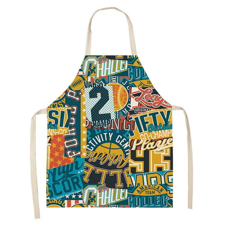Baseball Football Printed Cotton Linen Sleeveless Aprons Kitchen Women Pinafore Home Cooking Baking Waist Bib