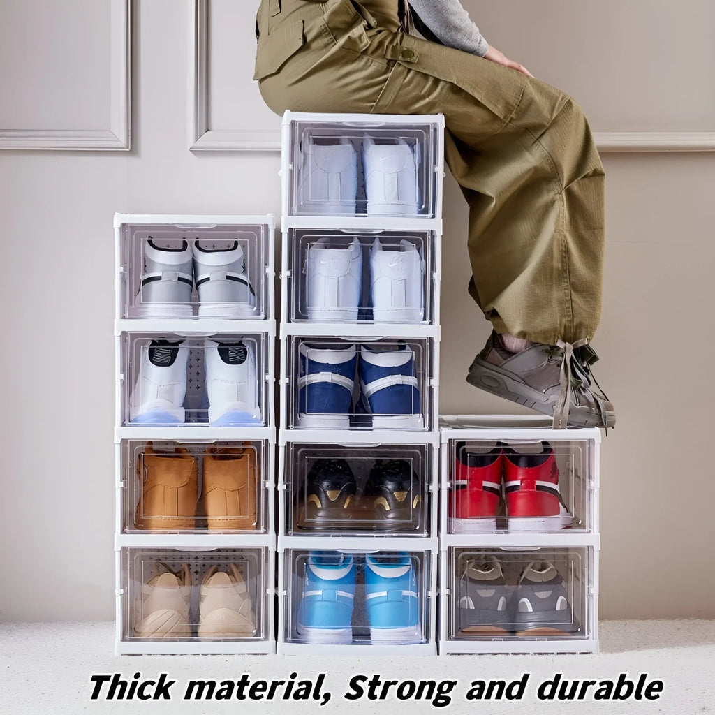 6 Layers Shoes Box Storage Organizers Stackable Rack - Shelf Foldable