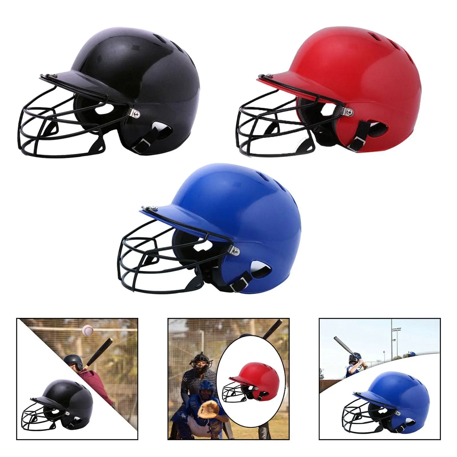 Baseball Batting Helmet with Facemask Comfortable Shock Absorbing