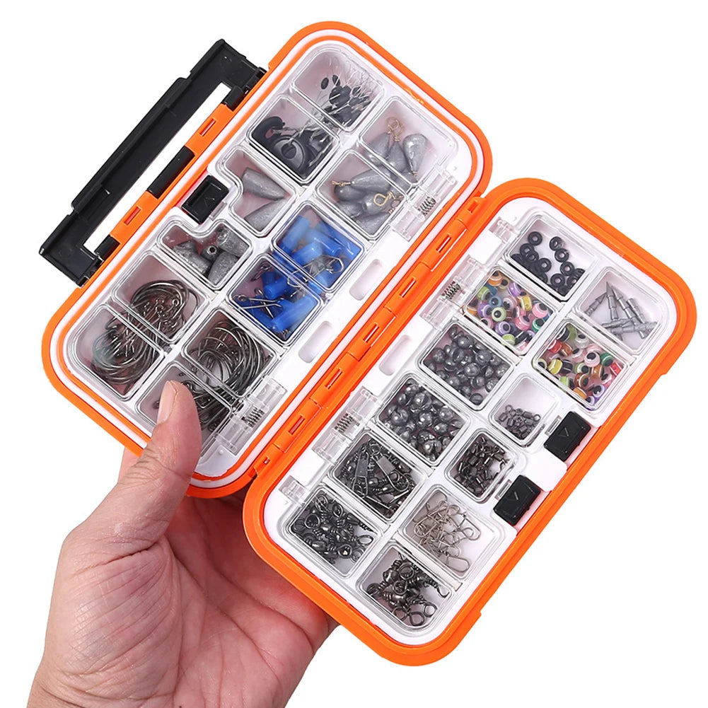 Fishing Tools Kit Set 238pcs with Hooks Sinkers Swivels