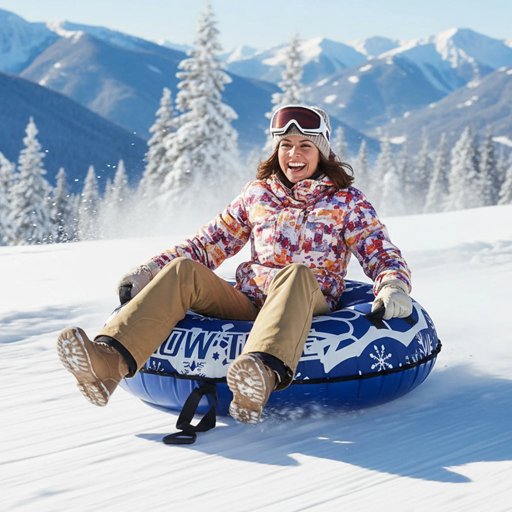 Inflatable Snow Tube Sled Heavy Duty for Sledding with Handles Tow Rope for Boys Girls Adults