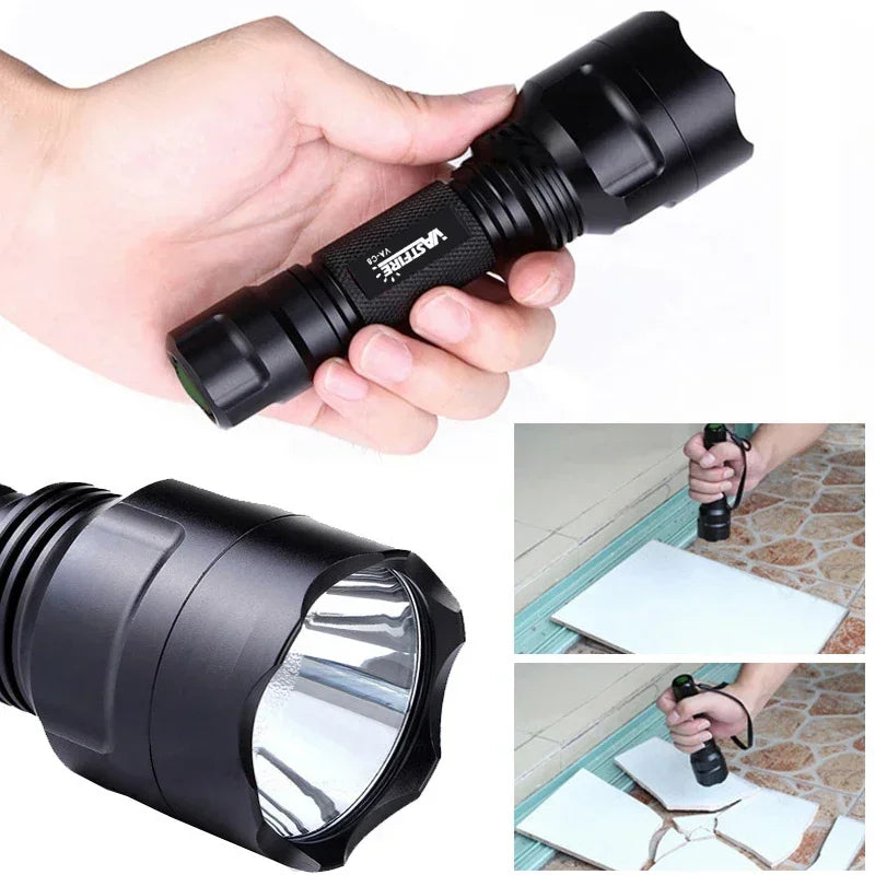 LED Flashlight White/Green/Red Tactical Hunting Rifle Lantern+Pressure Switch+Rail Scope Mount+18650+USB Charger