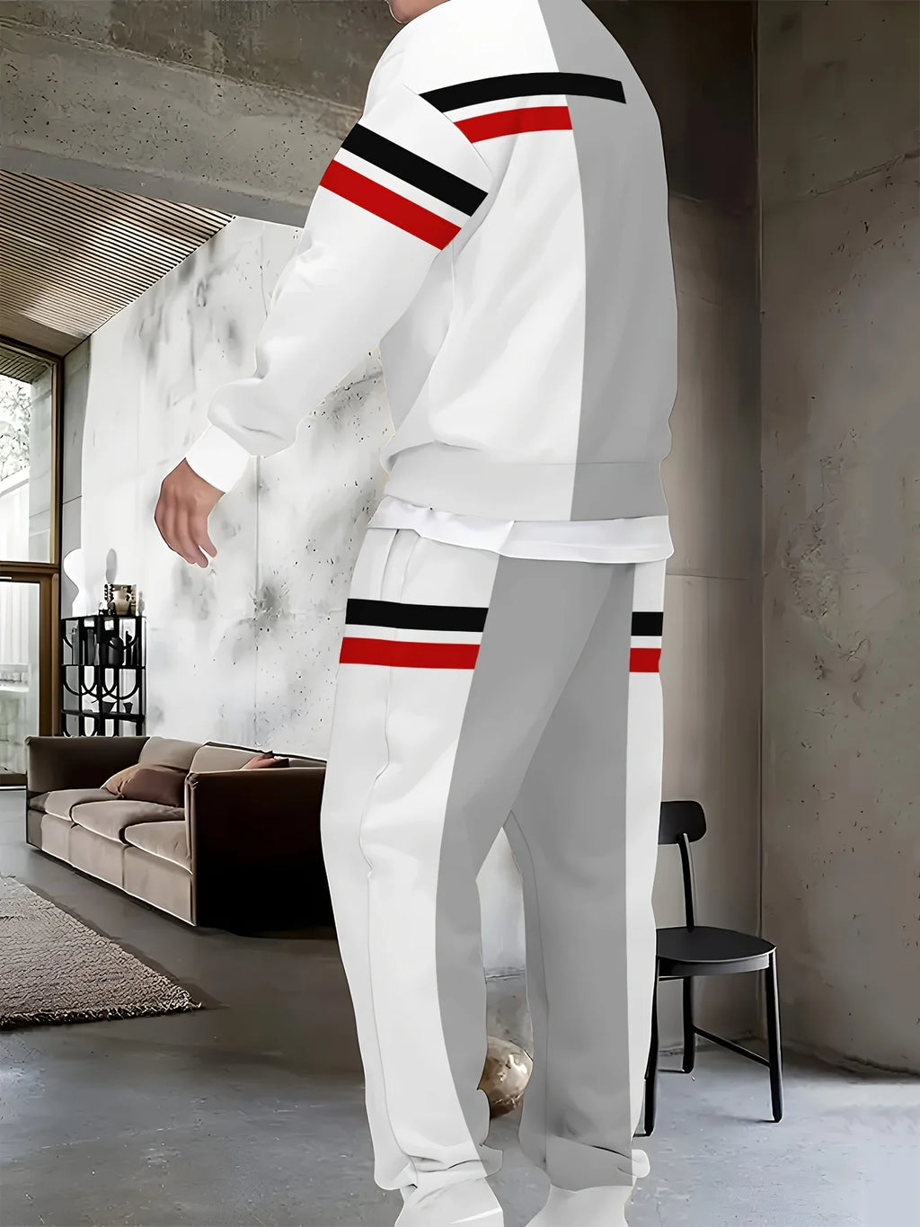 Men's Casual Set - Long Sleeve Sweatshirt - Running Pants