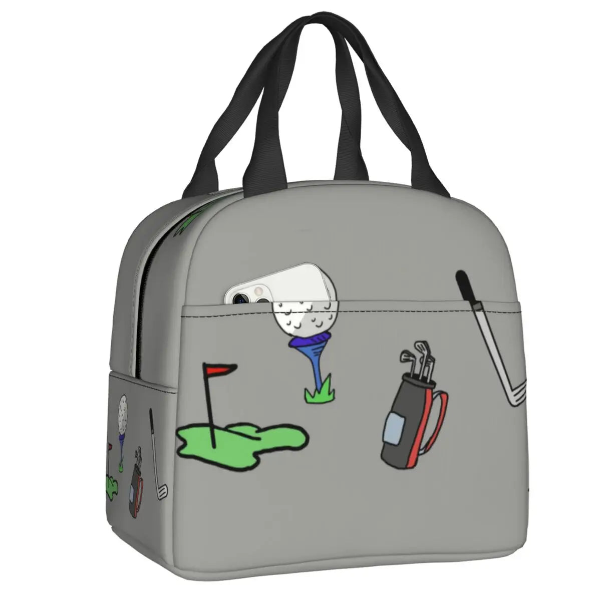 Golf And Beer Insulated Lunch Bag for Women Resuable Sports Golfing Golfer Thermal Cooler Bento Box Office Work School