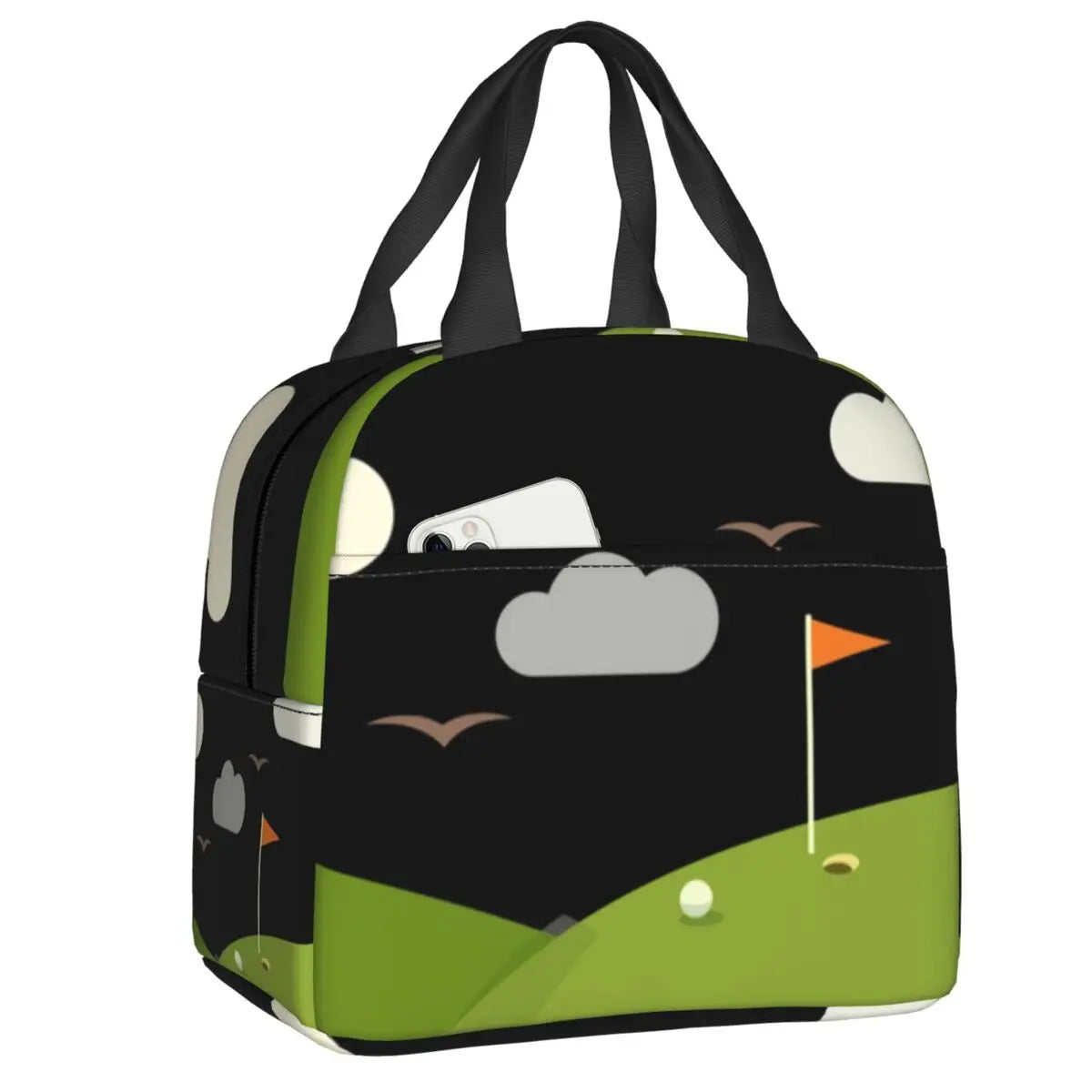 Golf And Beer Insulated Lunch Bag for Women Resuable Sports Golfing Golfer Thermal Cooler Bento Box Office Work School